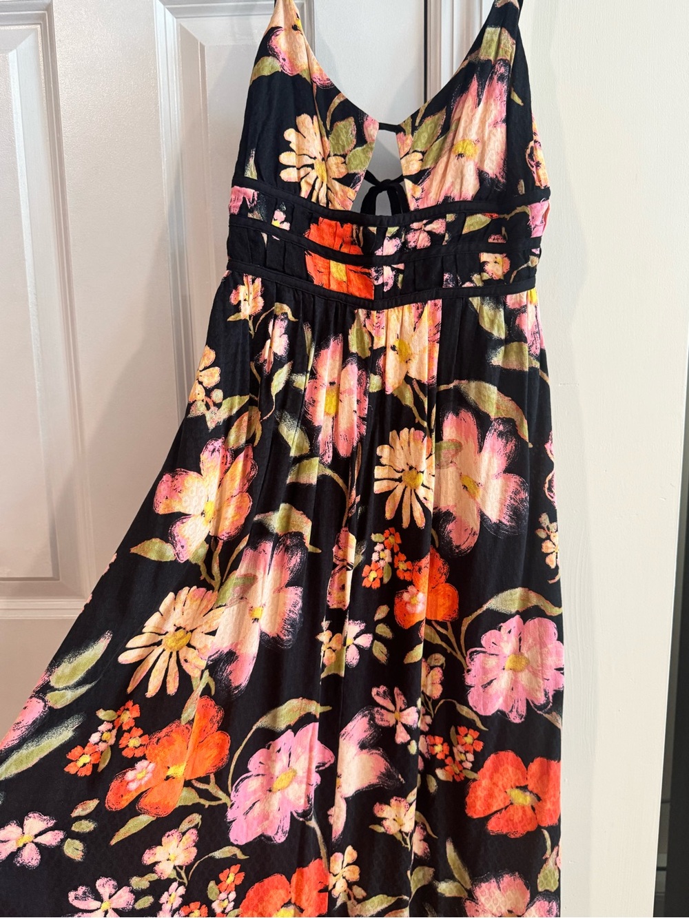 Free People Black Maxi Dress Floral Print
